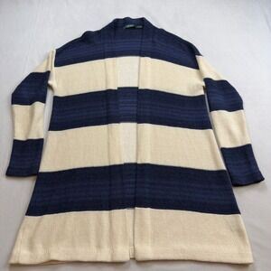 Lauren Ralph Lauren Women's Small Striped Open Front Cardigan Cotton/Linen Blend